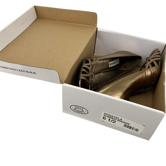 VTG y2k Women's Summer Bronze Gold Steve Madden Donatela Stiletto Heels Sz 6.5M - Picture 2 of 9